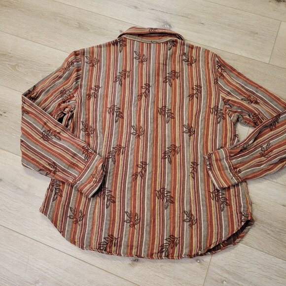 Womens Cotton Lemon Grass Long Sleeve Brown Fall Leaf Size Large - Picture 4 of 4